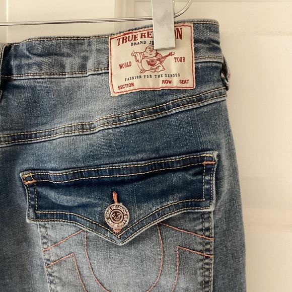 True Religion Halle High Rise Skinny Raw Hem Jeans in Medium Cloudless Wash 28 - Picture 6 of 15